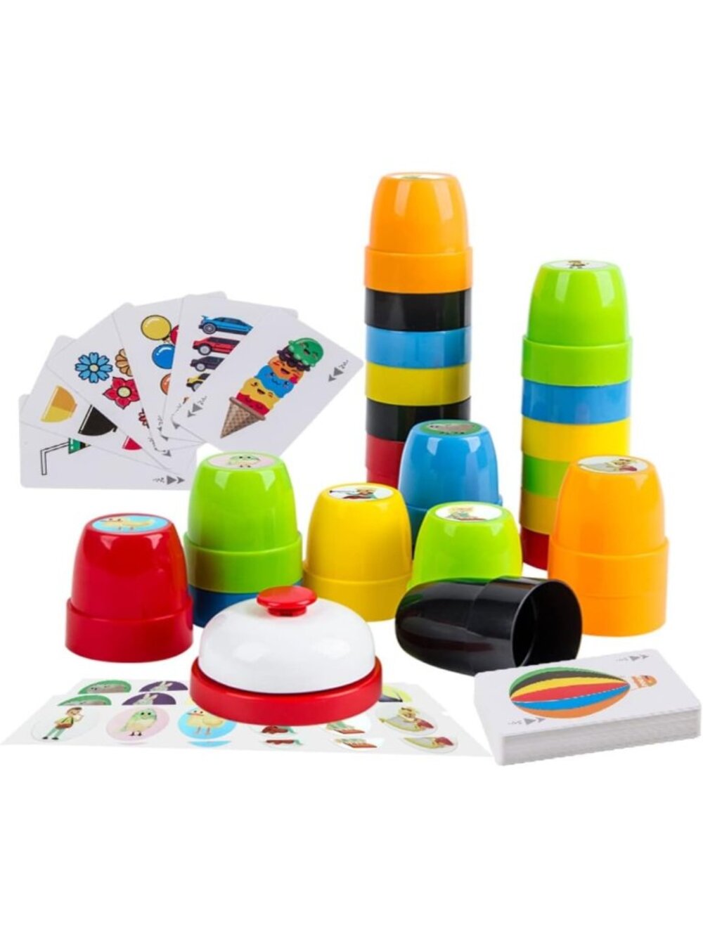 Interactive Speed Cups Game Set for Kids - 24 Colorful Cups, Stickers